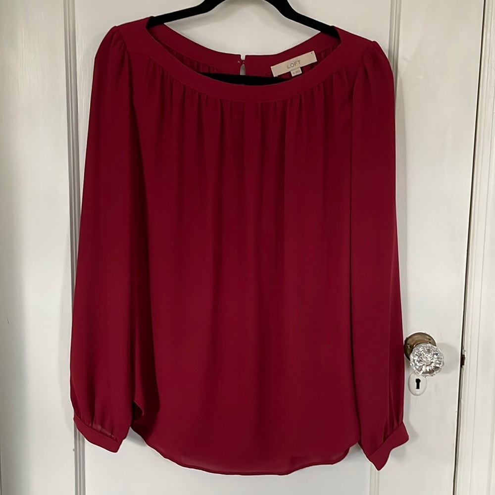 Loft Red Long Sleeve Top - Medium